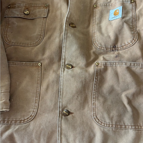 VTG Carhartt Men's XL Tan Chore Jacket Blanket Lined Duck Canvas Work USA - Picture 8 of 12
